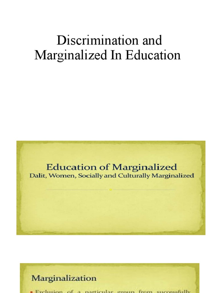 Discrimination and Marginalization in Education PDF
