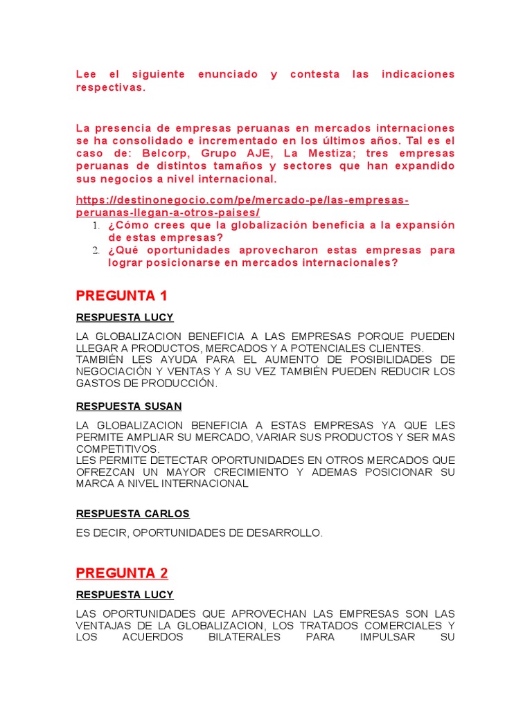 Lee El Siguiente Enunciado y Contesta Las Indicaciones Respectivas | PDF