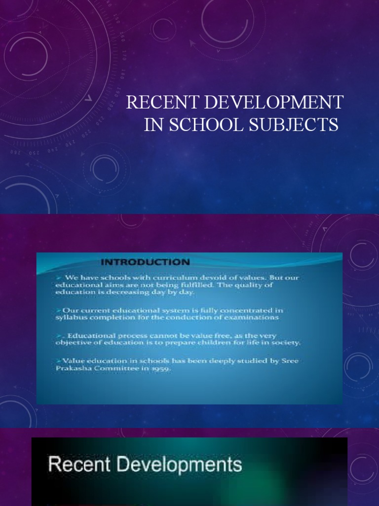 Recent Development in School Subjects | PDF