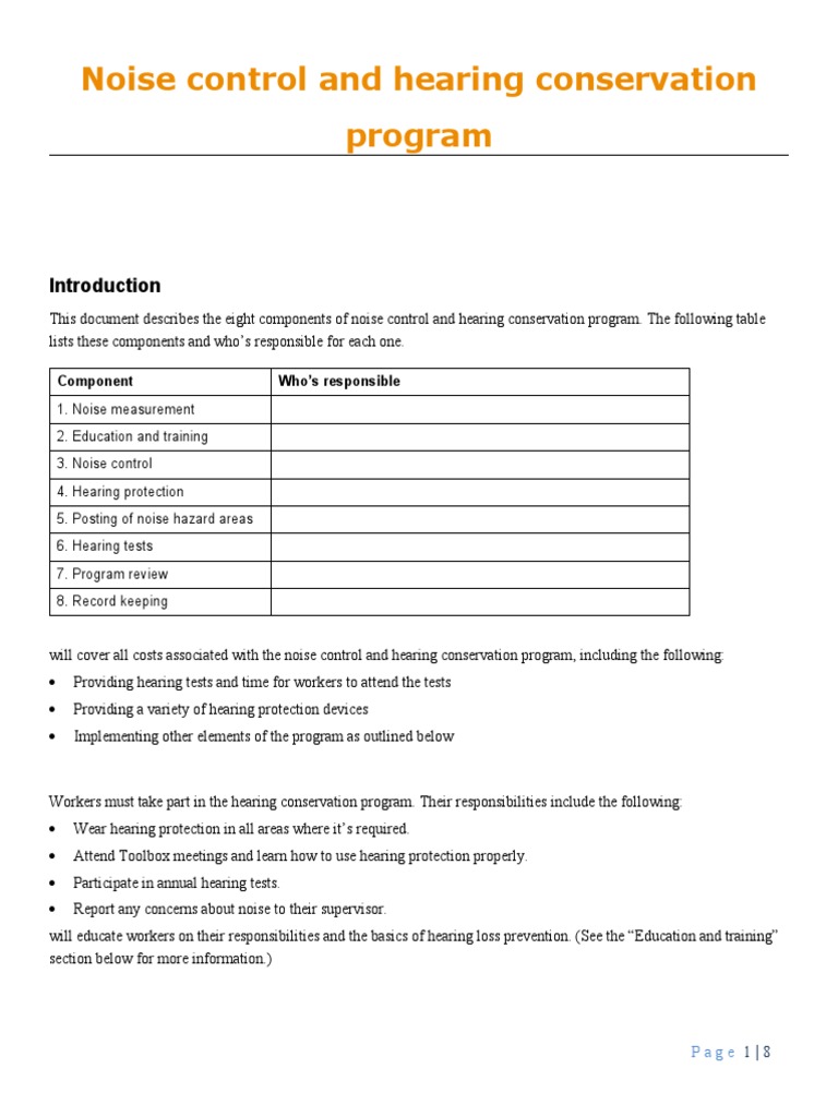 Hearing Conservation Program Overview | PDF | Business