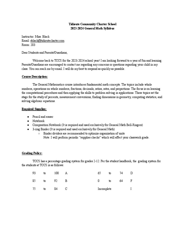 20232024 General Math Syllabus Download Free PDF Mathematics Quiz