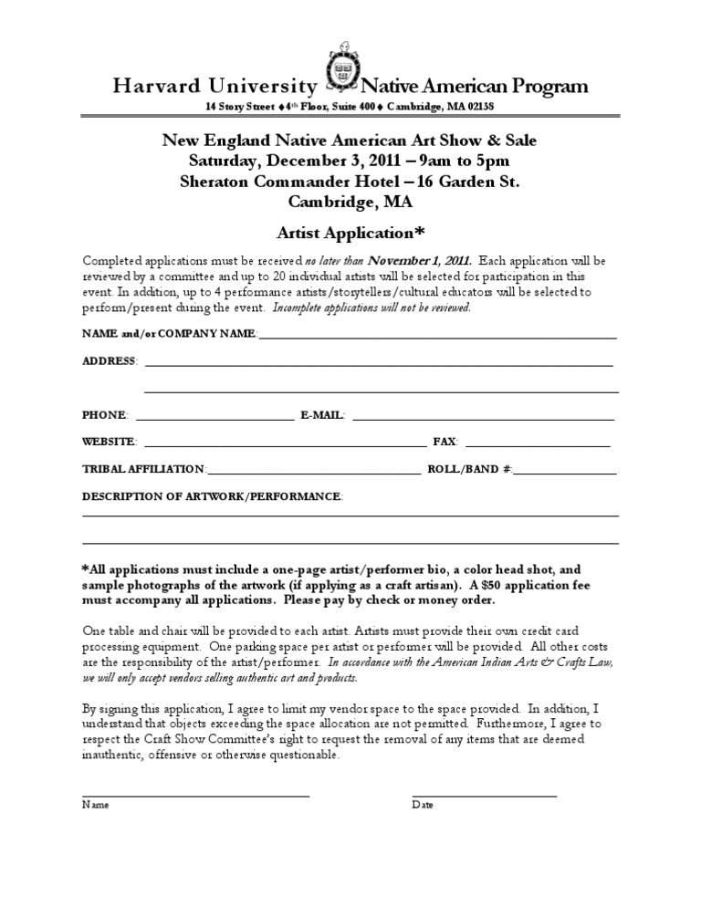 Native American Art Show Artist Application | PDF