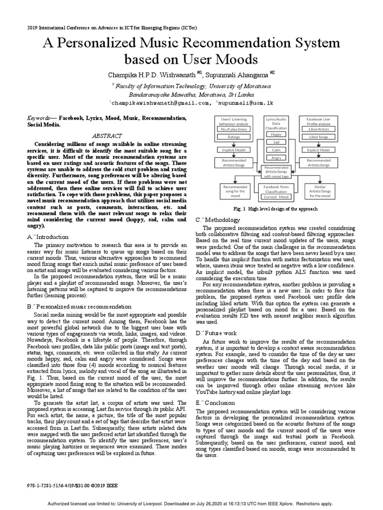 Mood-Based Music Recommendation System | PDF | Popular Culture & Media ...