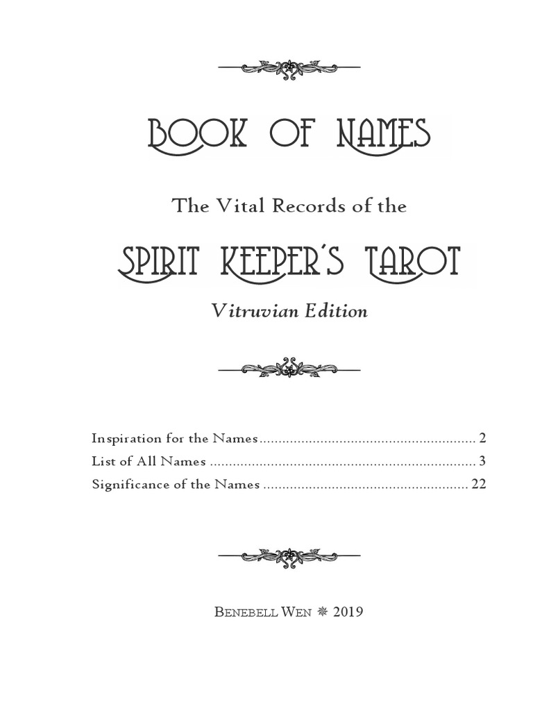 Spirit Keeper's Tarot Names Guide | PDF | Divinity | Deities