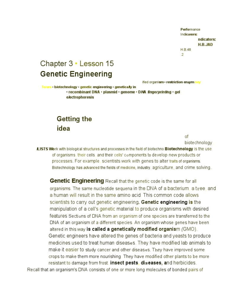 BioTech Worksheet PDF Engineering