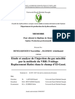 Etude Et Analyse de L'injection Du Gaz Miscible Par La Méthode Du VRR