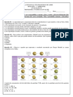 Avaliação 1 de Biologia - 3 Ano - 3 Bimestre