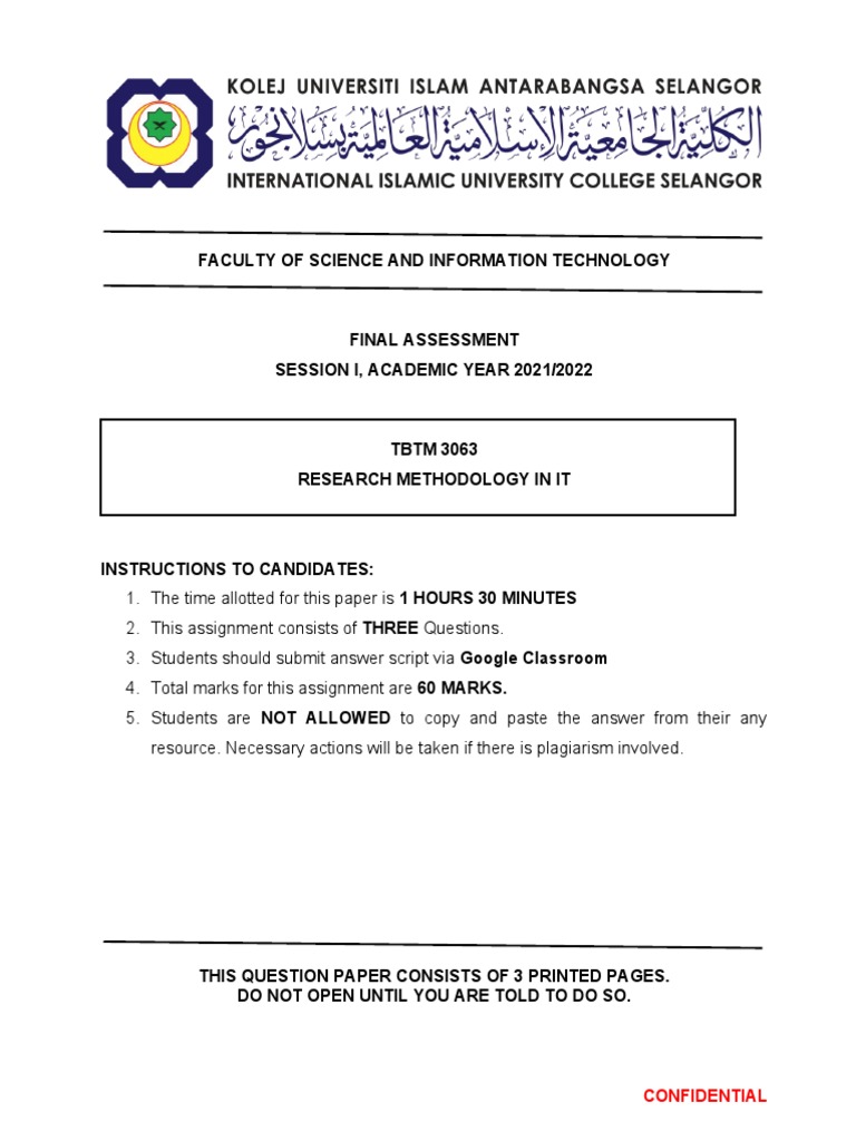 Research Methodology Exam Instructions | PDF