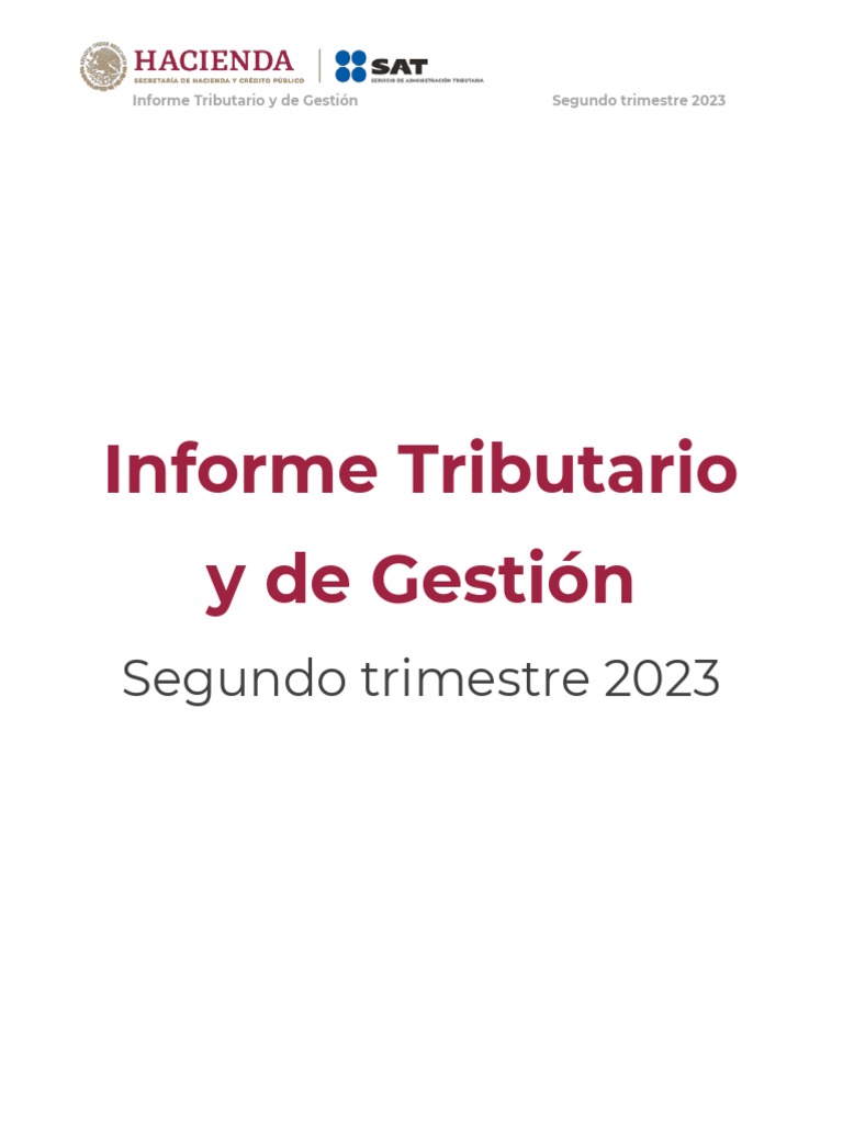 Informe Tributario y de Gestión Segundo Trimestre 2023 | PDF | Impuesto ...