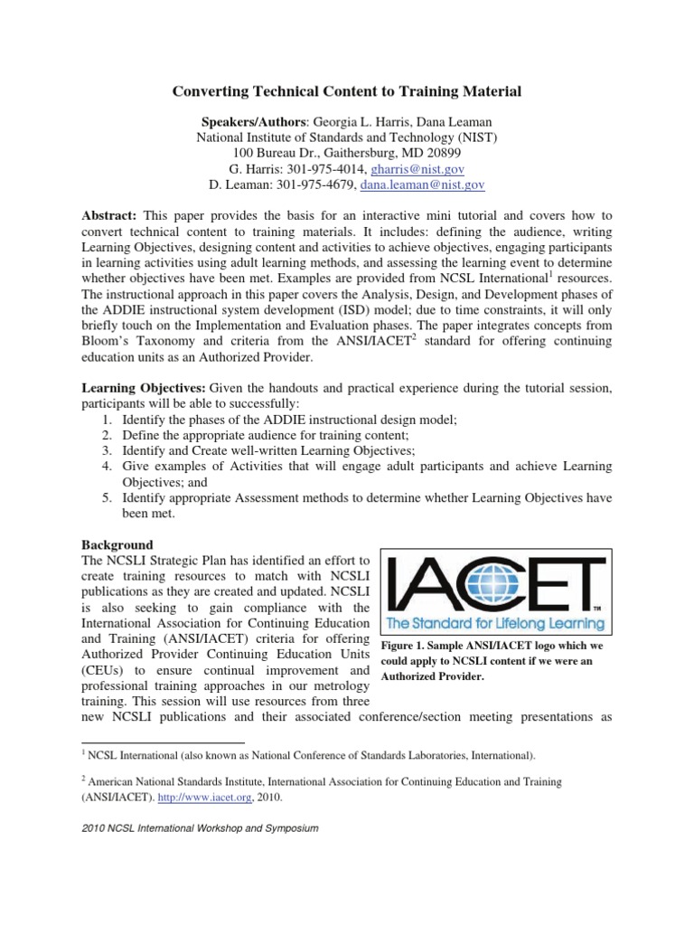 Converting Technical Content To Training Material | PDF | Instructional ...