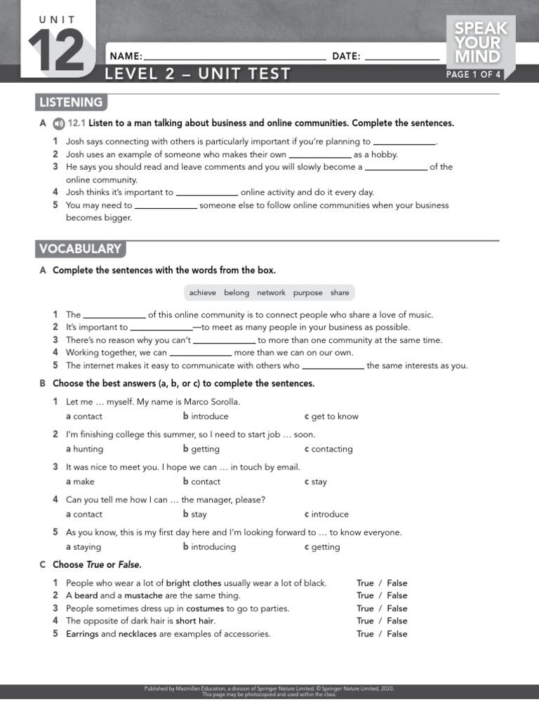 Comparto 'Unit 12 Test-1' Contigo | PDF | Thought | Internet
