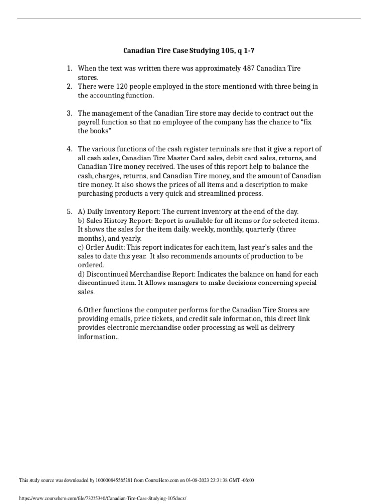 Canadian Tire Case Studying 105 | PDF
