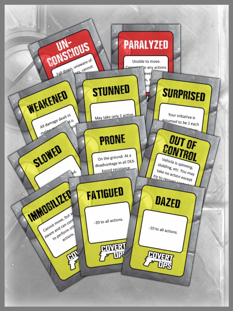 Covert Ops Condition Cards Print and Play PDF