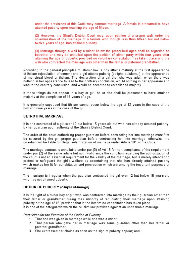 Puberty and Marriage in Muslim Law | PDF | Marriage | Sharia