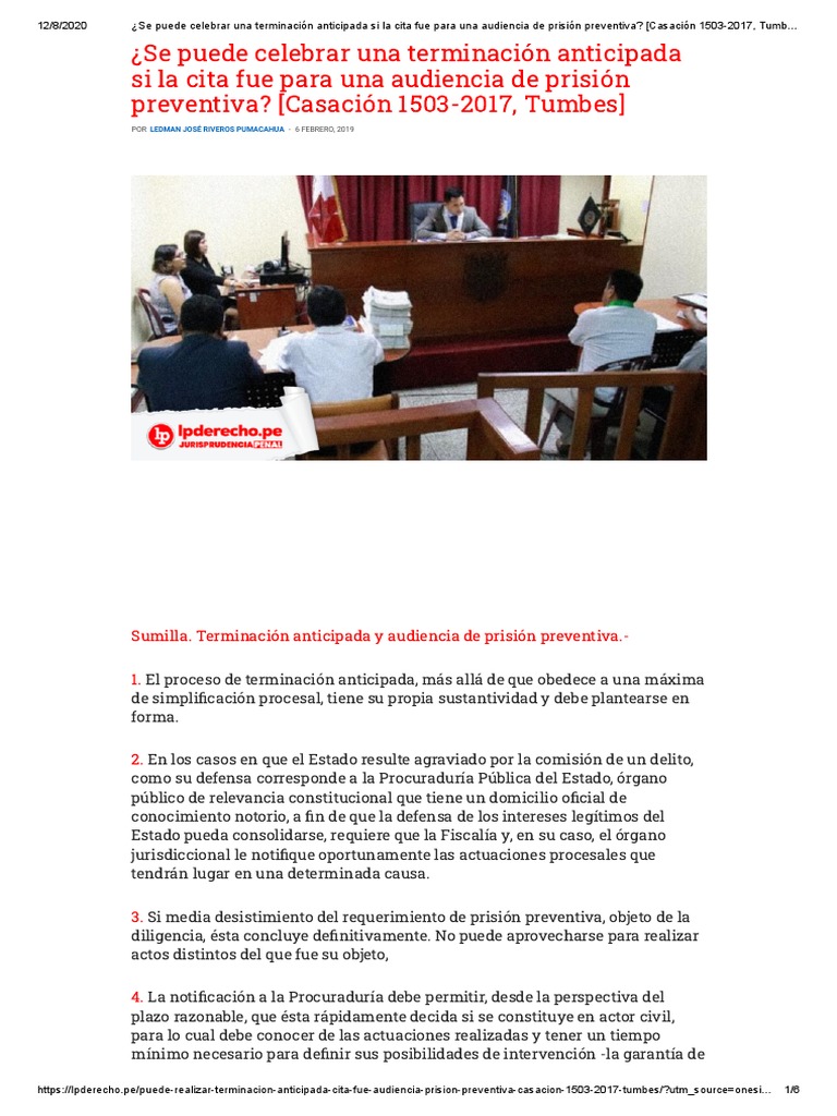 Se Puede Celebrar Una Terminación Anticipada Si La Cita Fue para Una