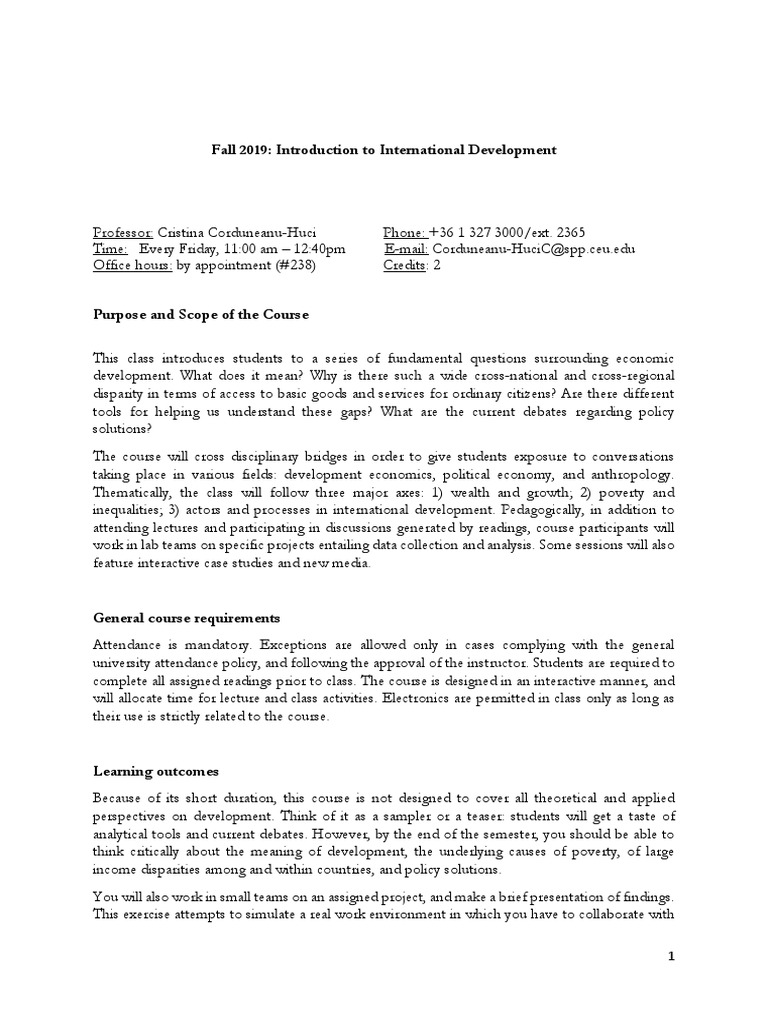 Intro to International Development Course | PDF