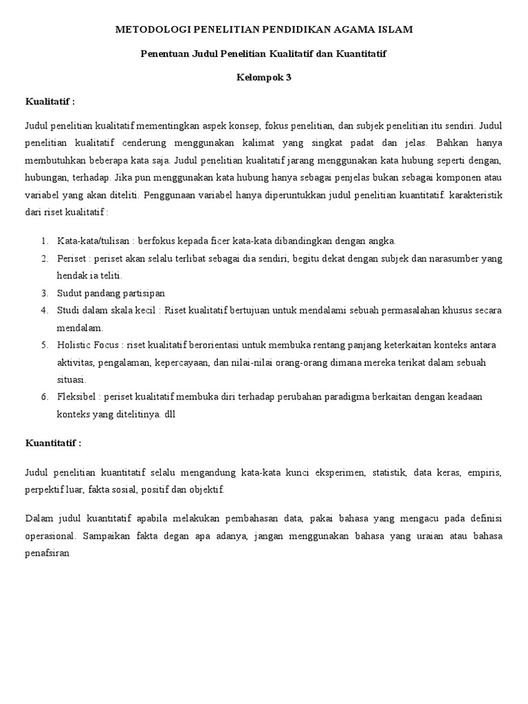 Metodologi Penelitian Pendidikan Agama Islam Pdf