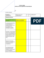 Características Experiencia de Aprendizaje - Formato Lista de Cotejo