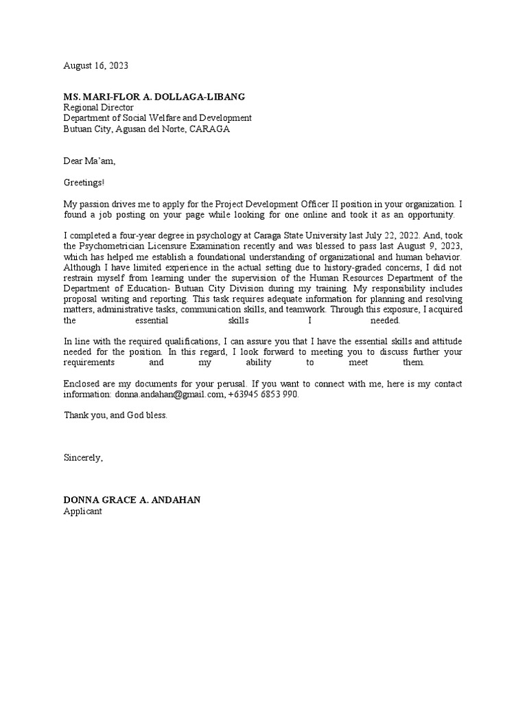 Application for Project Development Officer II | PDF