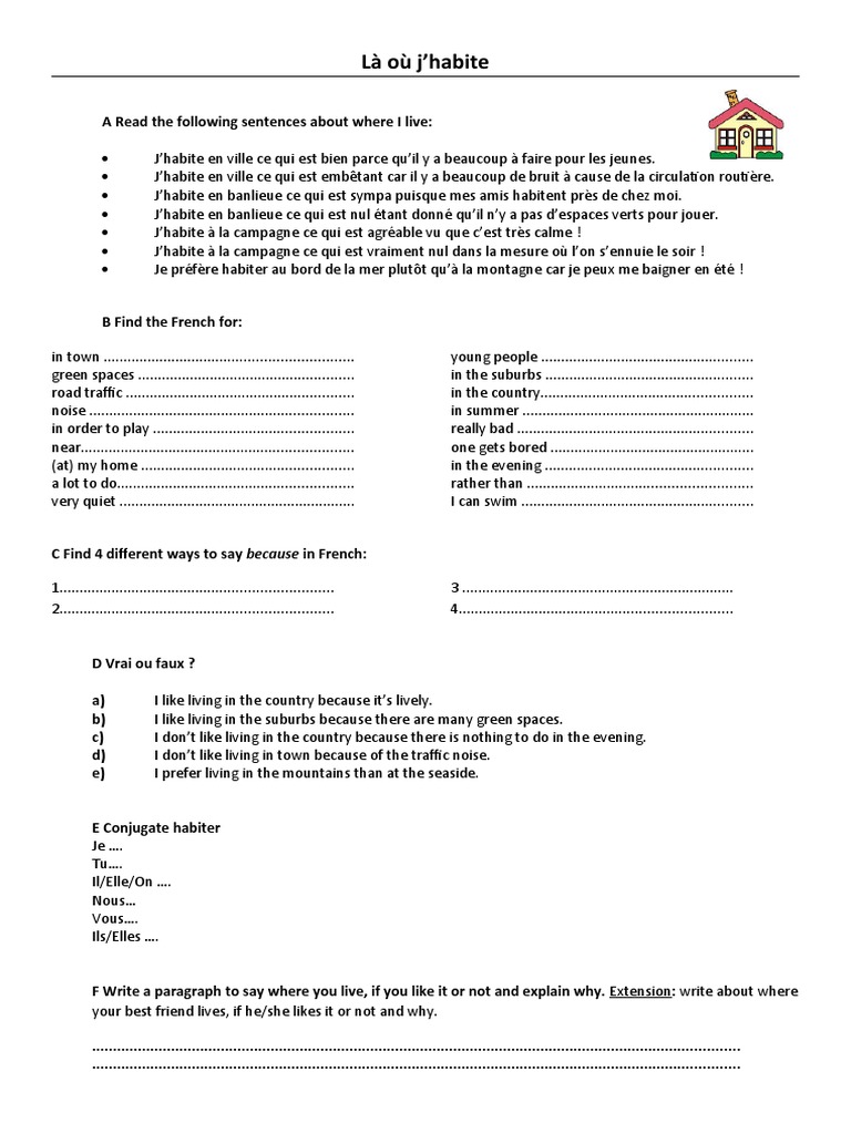 L o J Habite Worksheet PDF