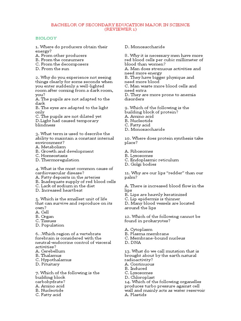 Biology Board Exam Reviewer Pdf