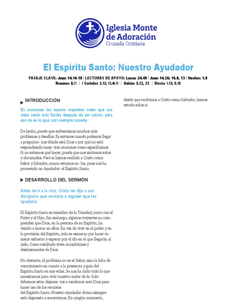 El Espiritu Santo Nuestro Ayudador | PDF | Filosofía | Autosuperación