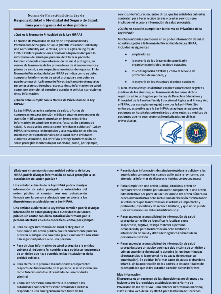 September 2013 Hipaa Guide For Law Enforcement Spanish | PDF