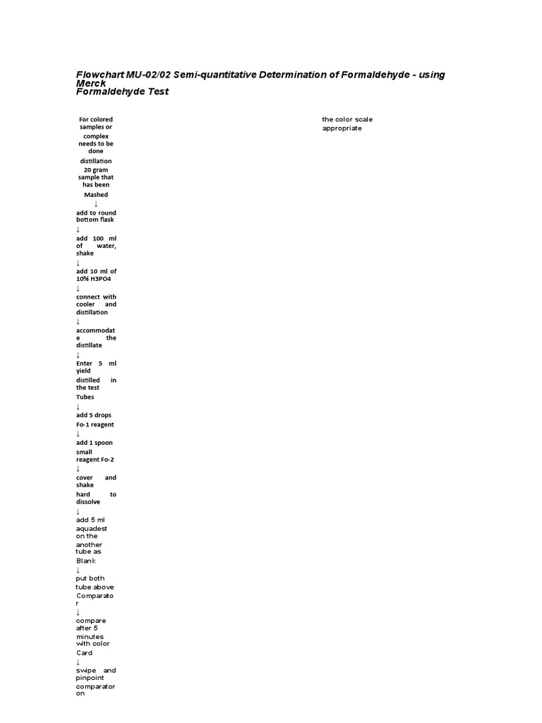 Semi-Quantitative Formaldehyde Test Guide | PDF | Cooking, Food & Wine