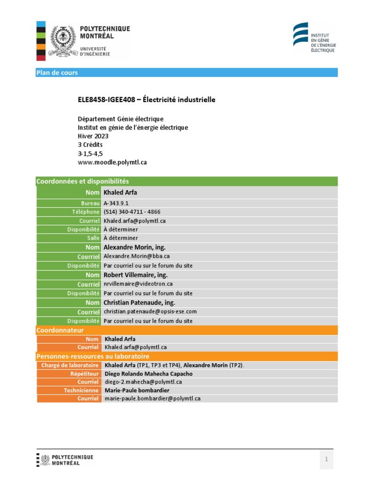Cours Électricité Industrielle Hiver 2023 | PDF