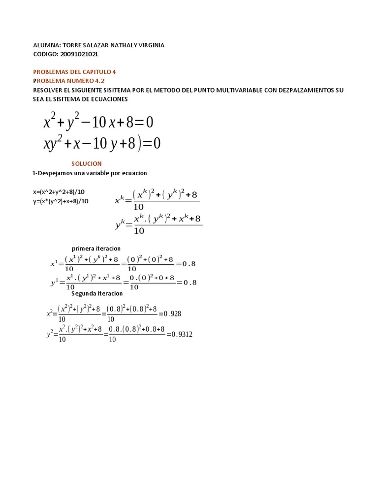 Punto fijo multivariable newton raphson modificado pdf