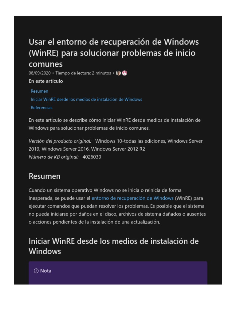 Usar WinRE para Solucionar Problemas de Inicio - Windows Server ...