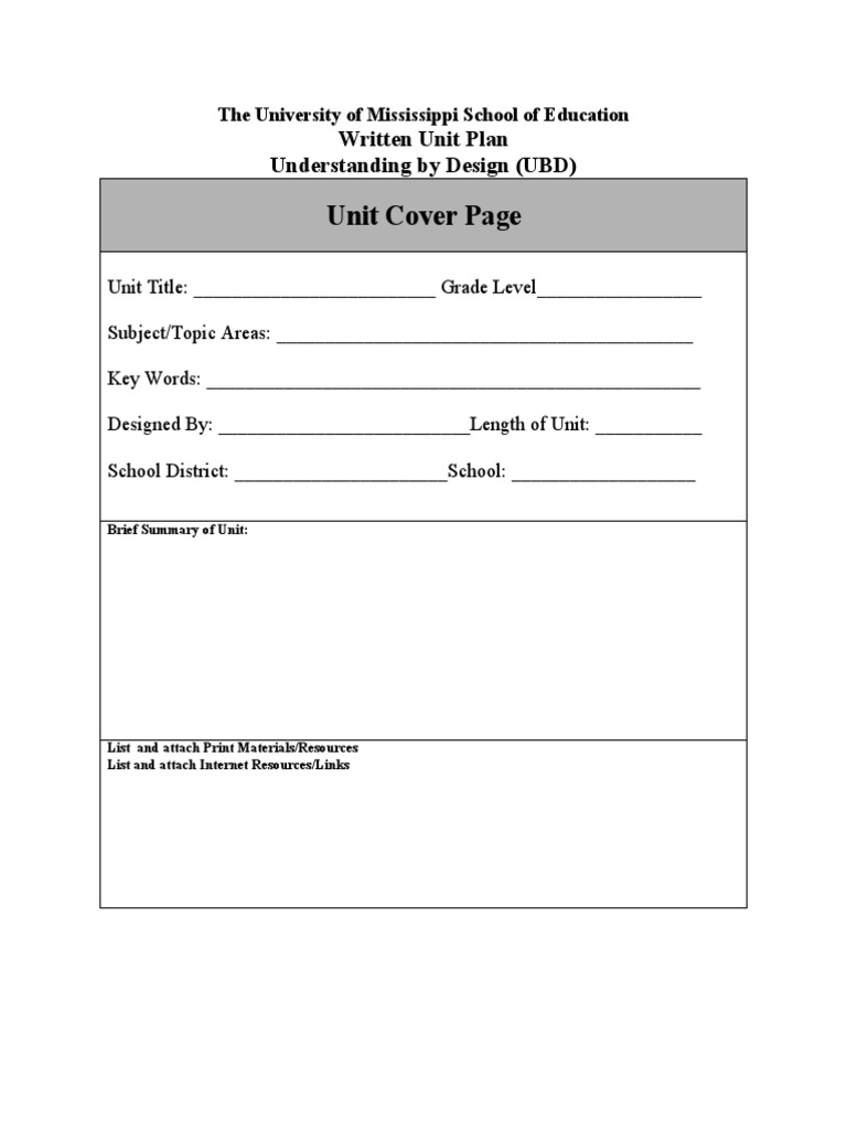 Ubd Unit Plan Template PDF Ubd Unit Plan Template PDF
