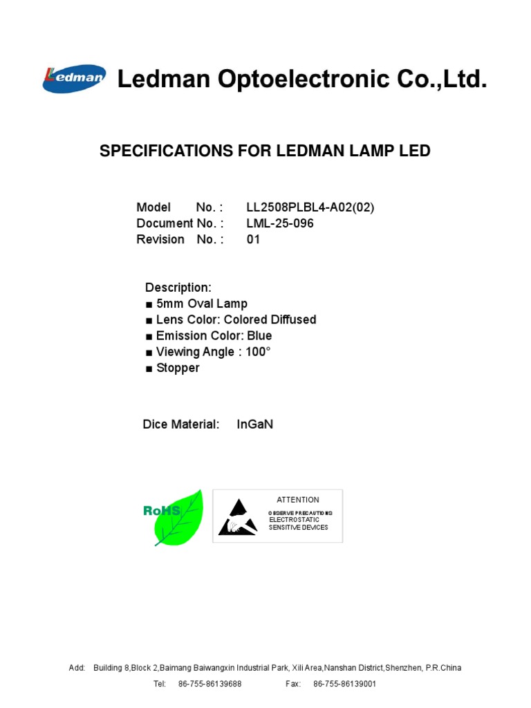 LED Lamp Specs for Engineers | PDF | Soldering | Light Emitting Diode