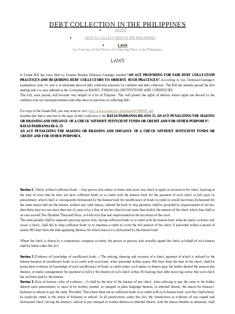 Debt Collection in The Philippines | PDF