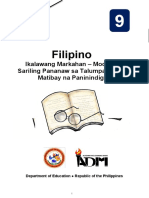 Fil9 q2 Mod15 Sarilingpananawsatalumpatingmaymatibaynapaninindig Version2