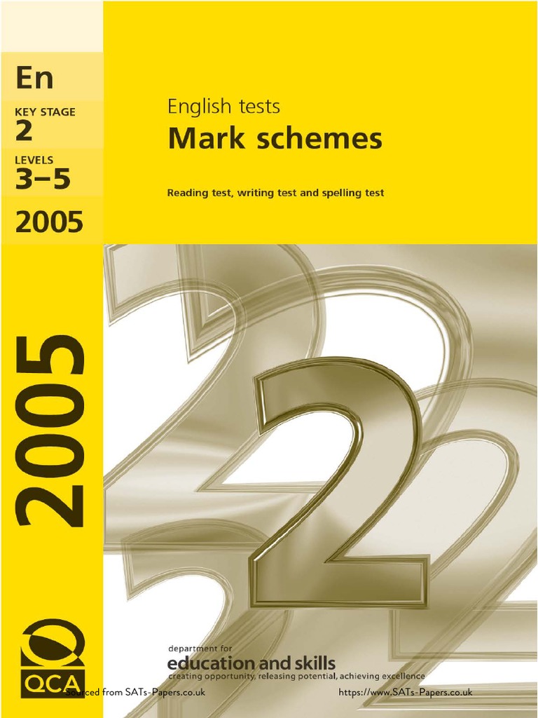 Ks2 English 2005 Marking Scheme PDF