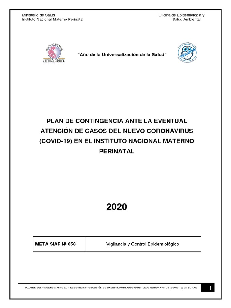Plan de Contingencia COVID-19 INMP | PDF | Ciencia y matemáticas