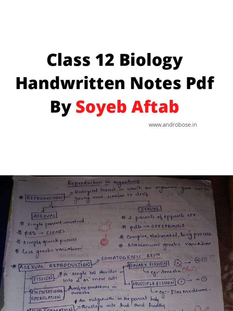 ncert class 12 biology handwritten notes pdf in hindi free download