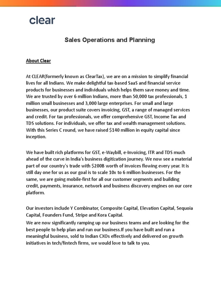 Sales Operations and Planning PDF