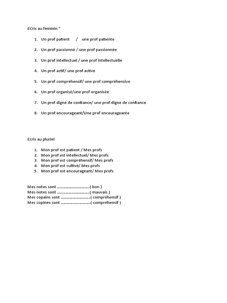Ecris Au Feminin Au Pluriel PDF