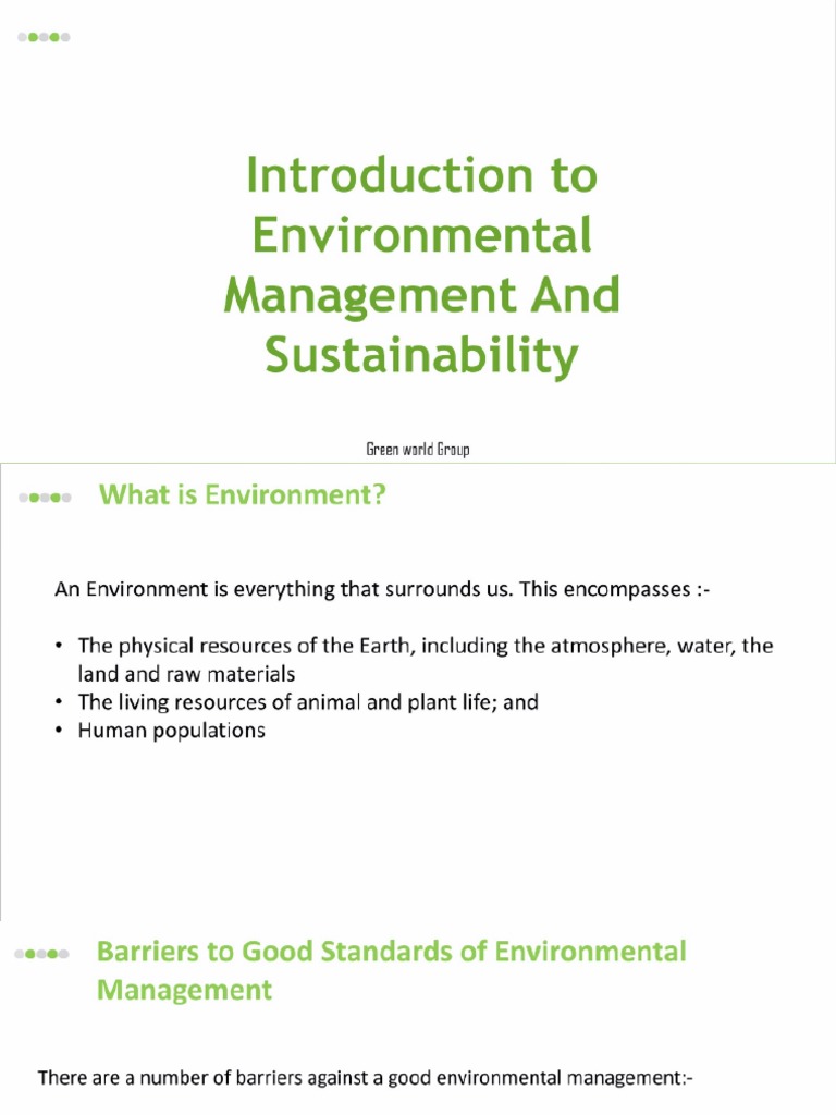 Introduction to environmental management and sustainability pdf