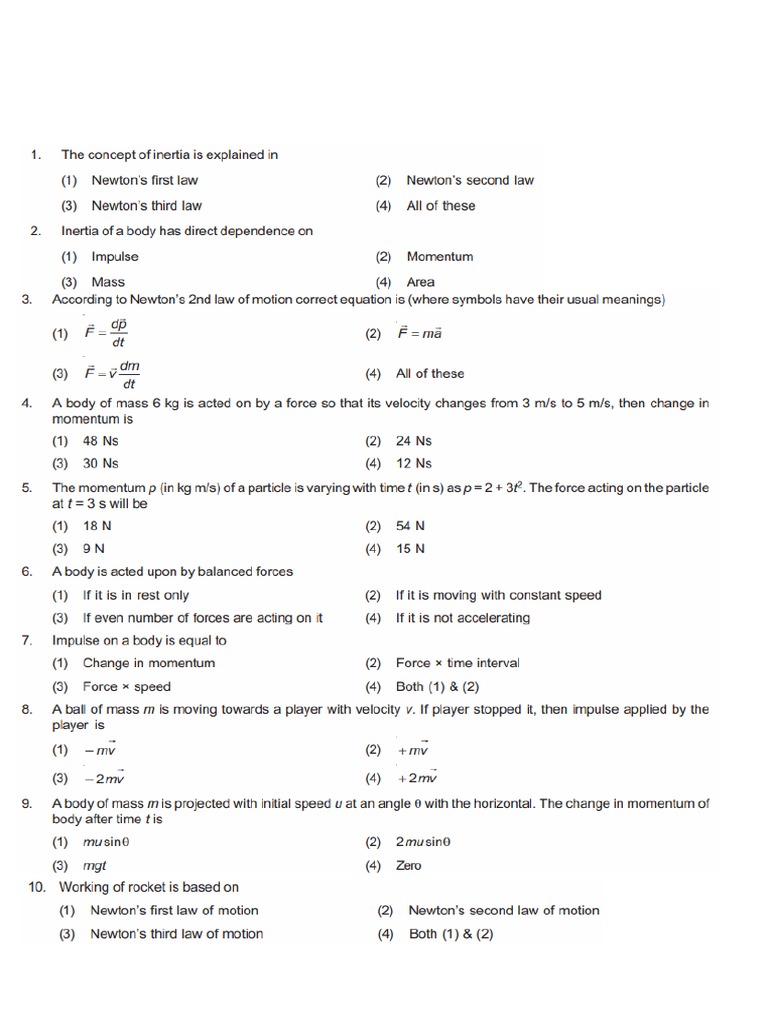 Class 9 Force And Laws Of Motion Test Pdf