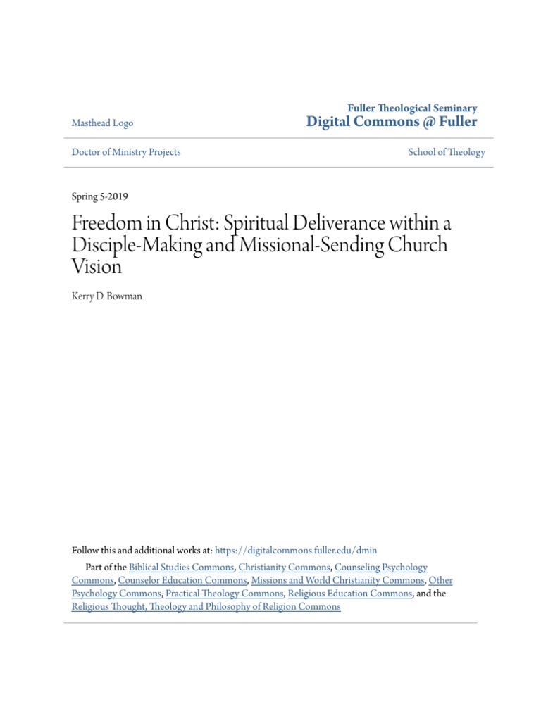 Freedom In Christ Deliverance Mininstry Pdf