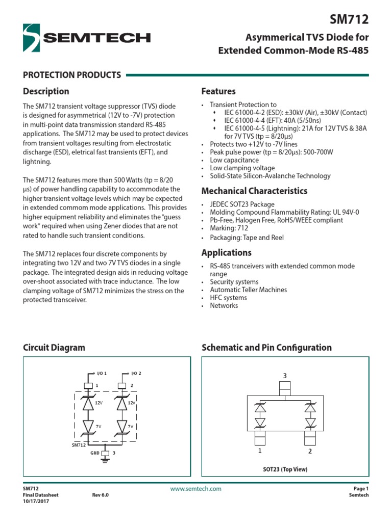 SM712 TVS Diode Datasheet | PDF
