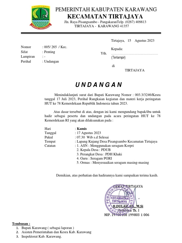 undangan HUT RI ke 78 | PDF