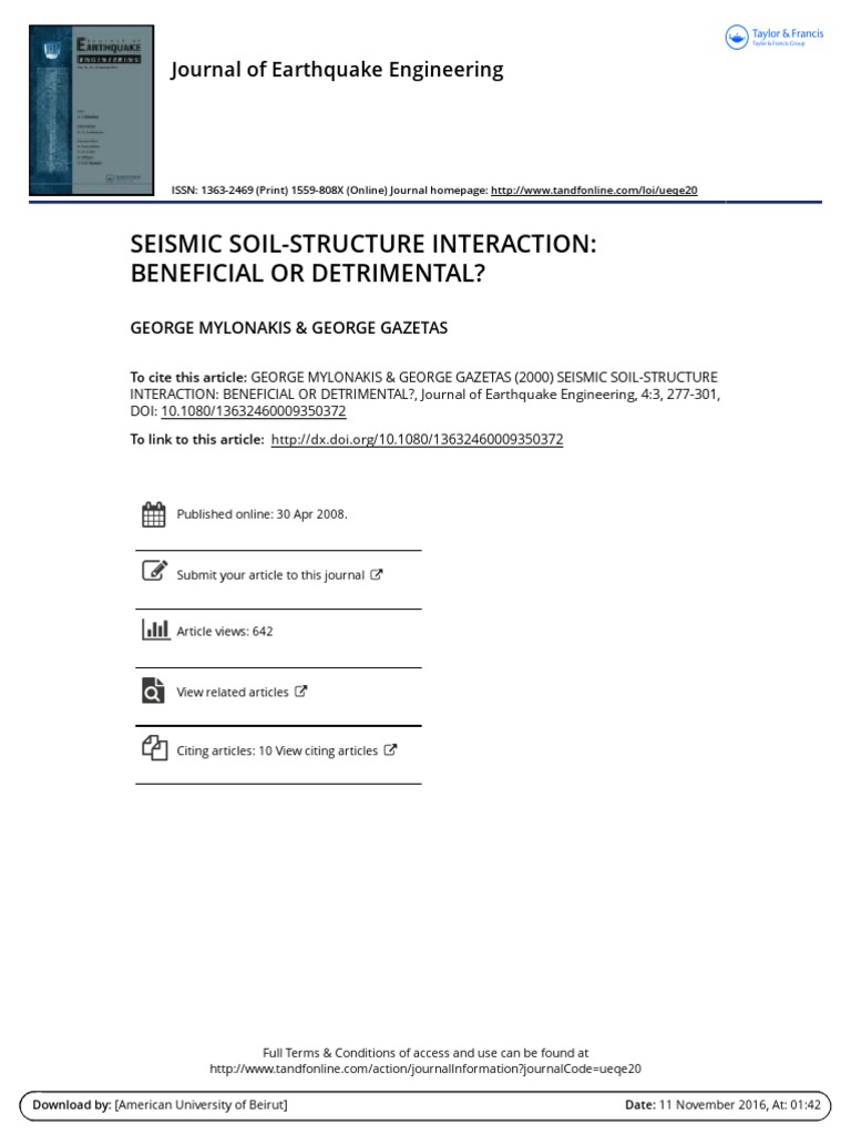 Seismic Soil Structure Interaction Beneficial or Detrimental | PDF