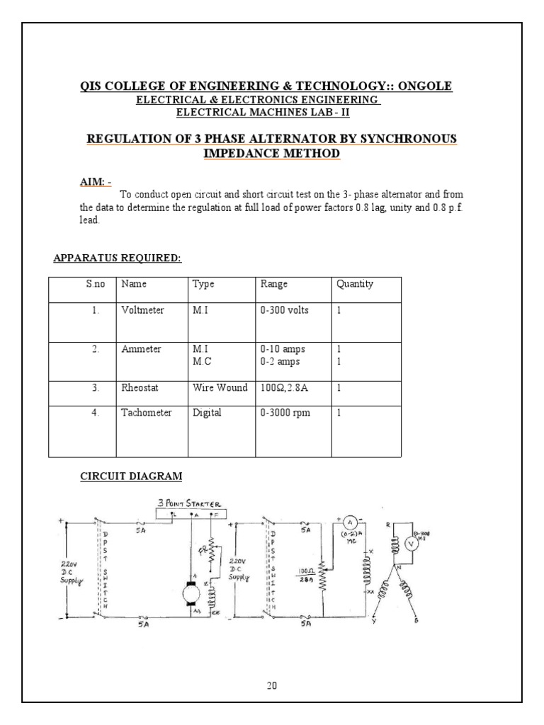 5.regulation of 3 Phase Alternator by Synchronous Impedance PDF
