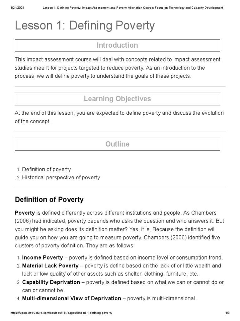 Defining Poverty | PDF