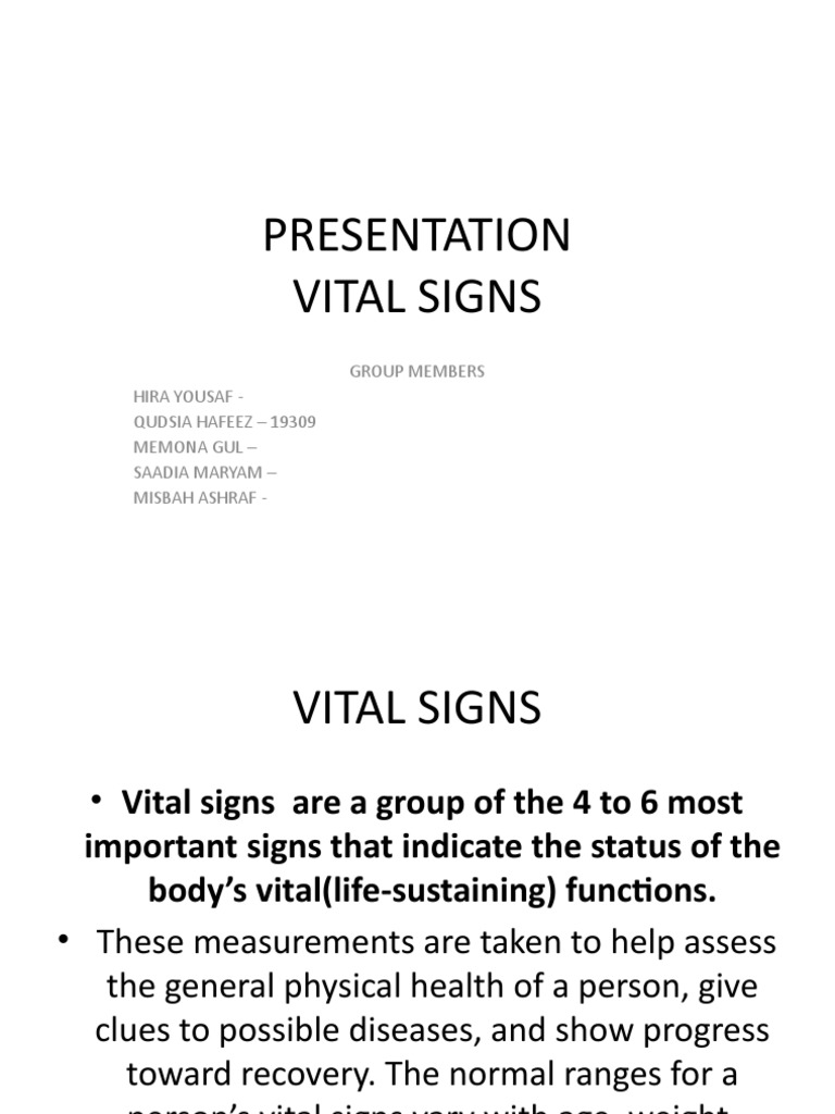 presentation-vital-signs-group-members-hira-yousaf-qudsia-hafeez