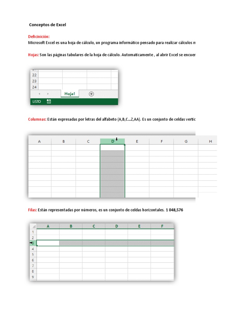 Conceptos Básicos de Excel | PDF | Microsoft Excel | Hoja de cálculo
